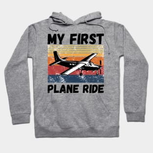 My First Plane Ride, Retro Vintage Sunset Airplane Hoodie